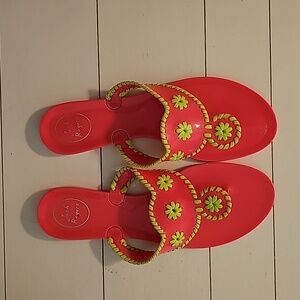 Jack Rogers Jelly Sandal Size 10 Hot Pink/Lime